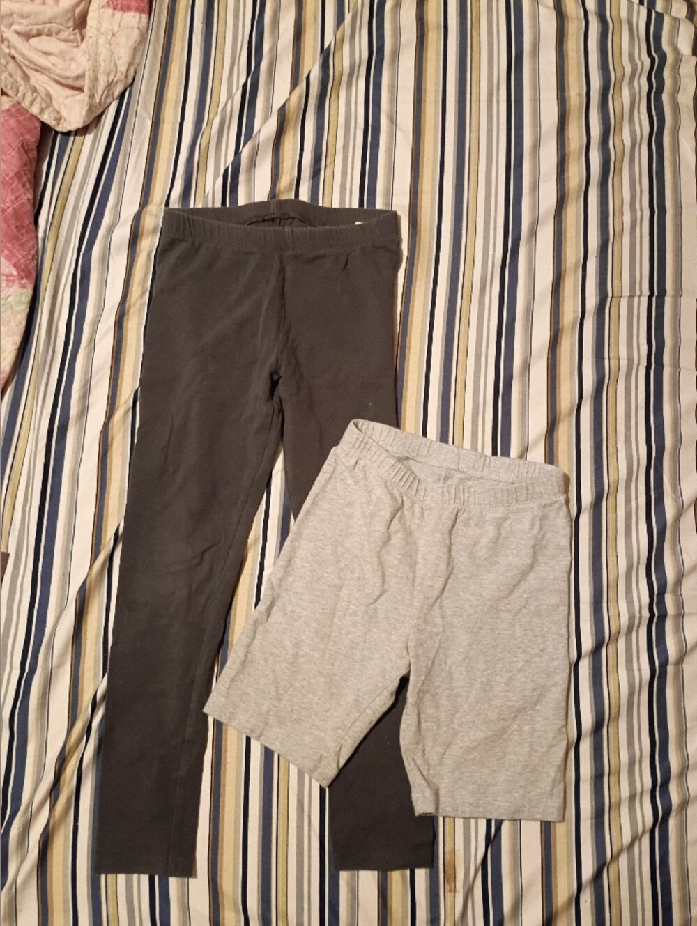 Kids Cotton Stretch Leggings and Shorts Set - Gray & Charcoal